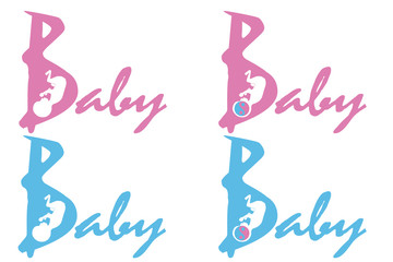 Baby. Four inscriptions for boys and girls on a white background.