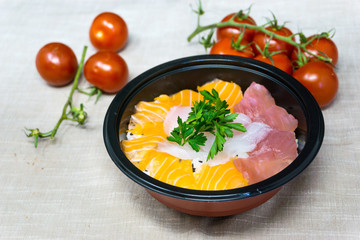 japanese food Mix Sashimi Chirashi Rice Bowl
