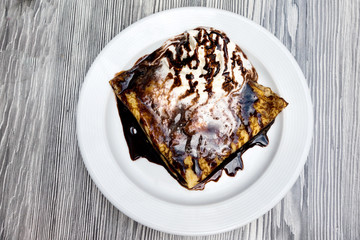 Homemade french crepe on the table