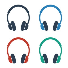 Headphone icons on white background