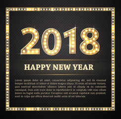 Fototapeta na wymiar the 2018 New Year Count Symbol with Light Bulbs
