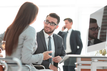 Confident man talking to his interviewer during a job interview