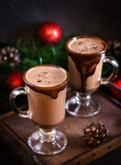 Christmas hot chocolate on a tray