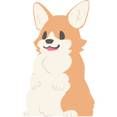 後ろ足で立ち上がる犬（コーギー）