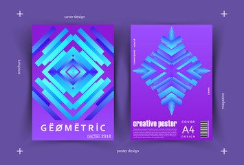 Covers with geometric design. Cool modern gradients with line patterns. Applicable for Banners, Placards, Posters, Flyers and Designs. Ultraviolet color of 2018. Eps10 vector.