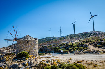 Fototapeta na wymiar Windmill in Naxos, Greece