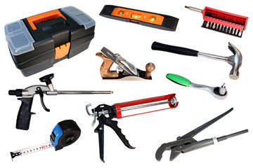 Set of construction tools. Tool for repair. Tool isolated.