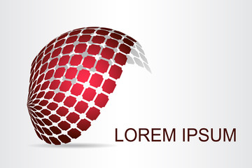 Logo stylized spherical surface with abstract shapes