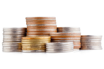 coin stack isolated on white with clipping path