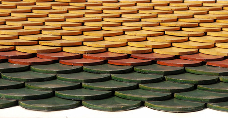  roof tiles of Thai temple closeup