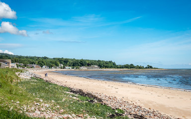 Golspie, Sutherland, Highland, Scotland. A summer view of the North Sea coastline and beaches of Golspie in the north east of the Scottish Highlands.