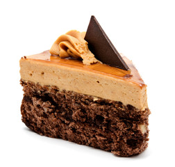 Delicious chocolate cake pastry with cream isolated