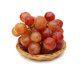 Bunch of red grapes Isolated on white background.