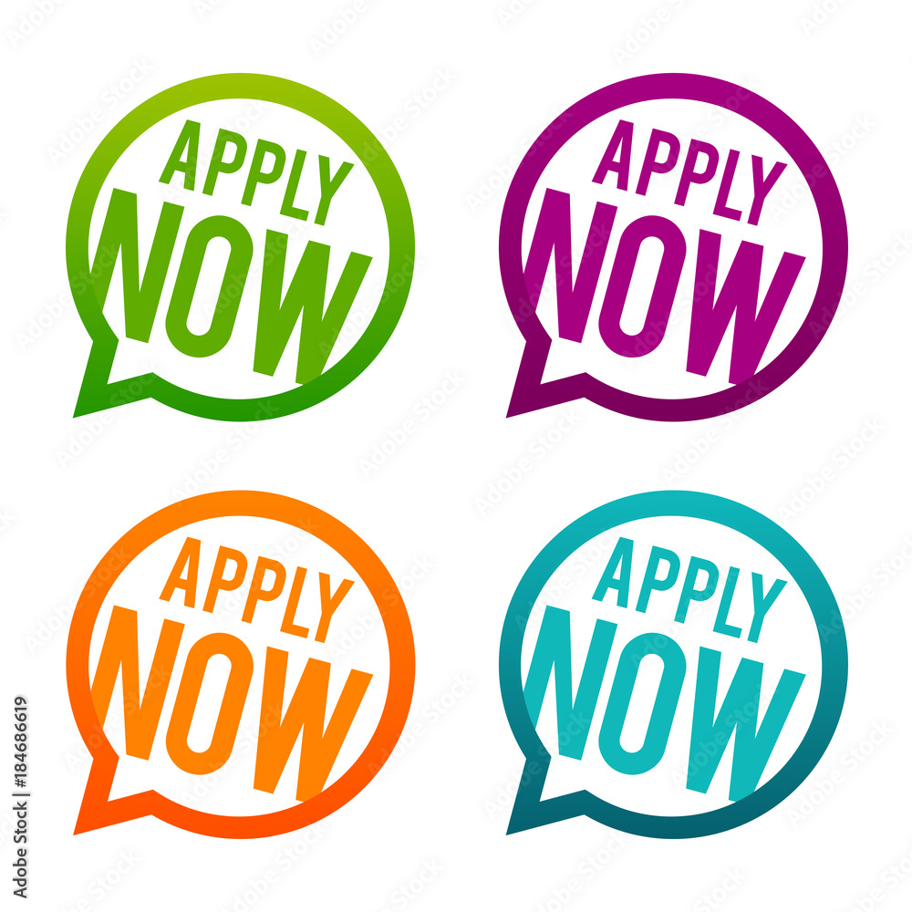 Poster apply now round buttons. circle eps10 vector.