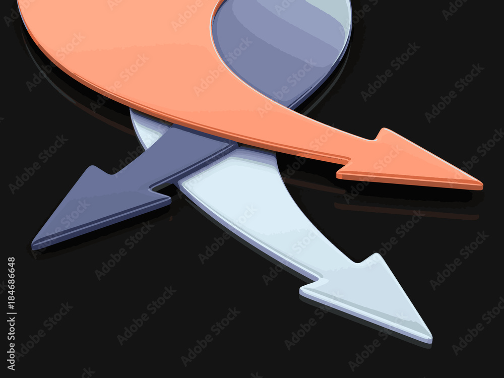 Poster 3d image of arrows in three directions. image with clipping path