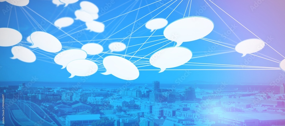 Poster composite image of abstract image of speech bubble