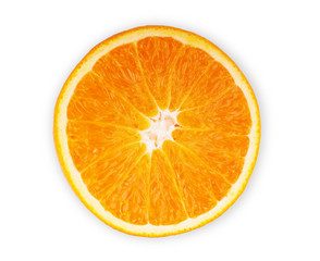 Slice of fresh orange isolated on white background