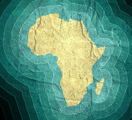 Blue and bright turquoise sea, yellow sand background. Africa simple map illustration.