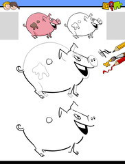 drawing and coloring activity with pig character