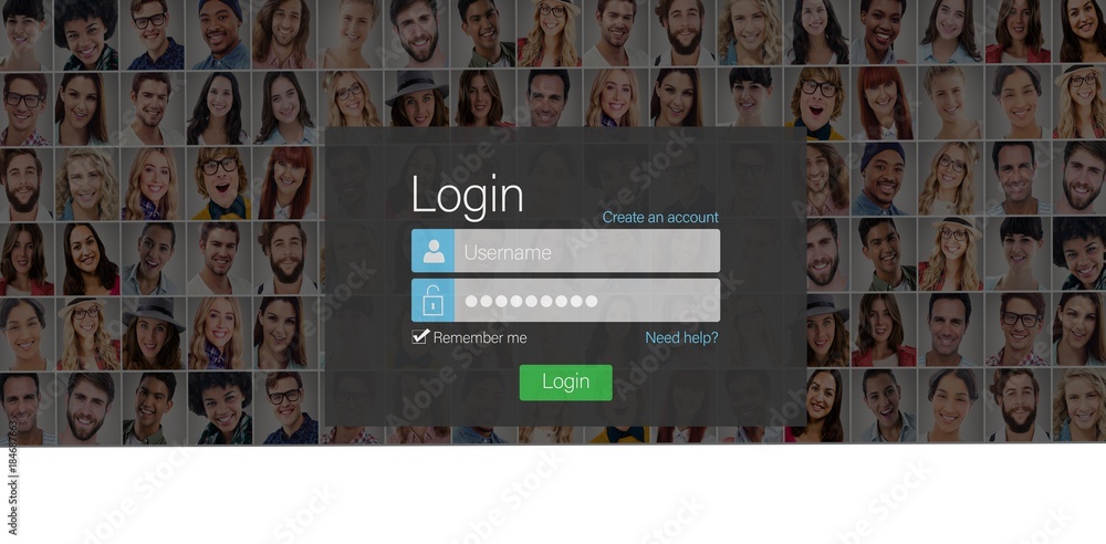 Poster composite image of close-up of login page