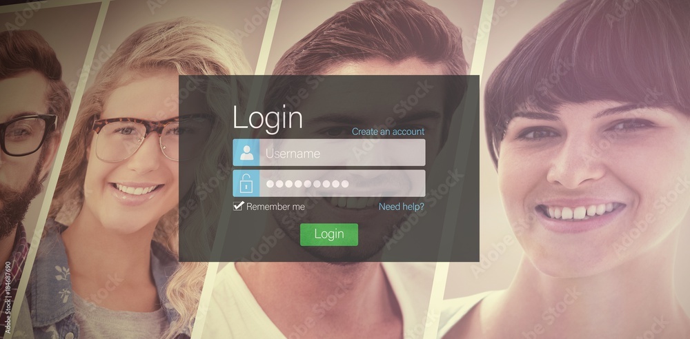 Poster composite image of close-up of login page