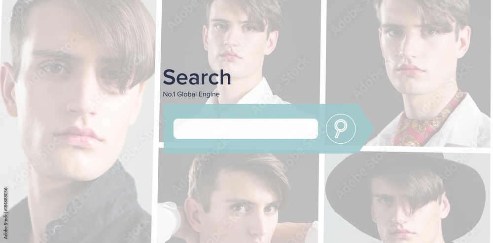 Poster composite image of digital composite image of search engine page