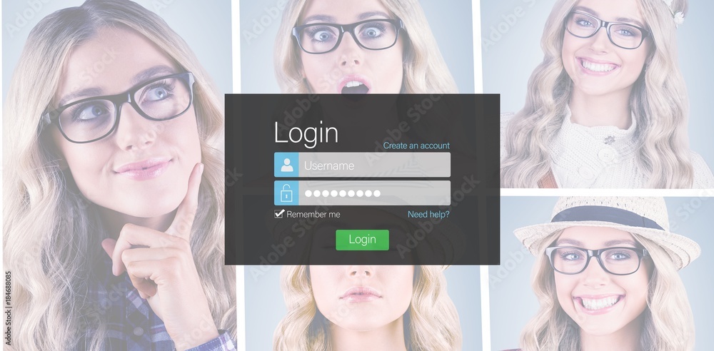 Poster composite image of close-up of login page