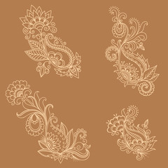 Henna tattoo flower template in Indian style. Ethnic floral paisley - Lotus. Mehndi style. Ornamental pattern in the oriental style.