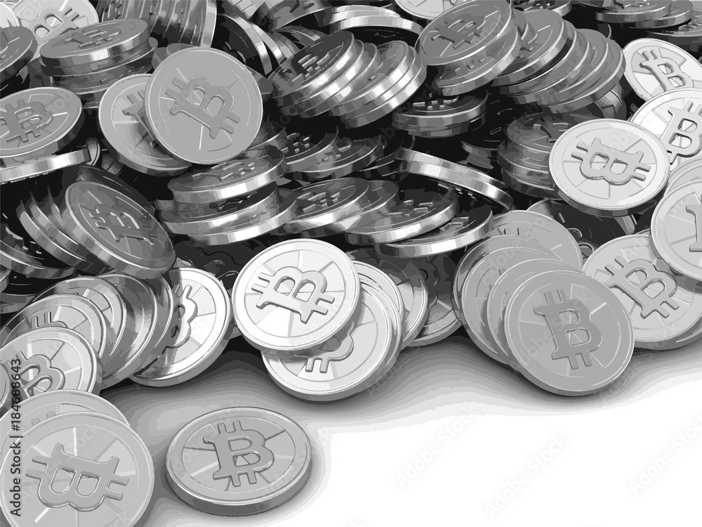 Poster silver bitcoin. image with clipping path