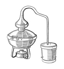 alcohol distillation process. Vector illustration