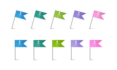 Set - Bunte Fähnchen - Skelett
