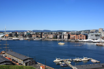 Obraz premium Cityscape of Oslo from fortress and hill in Norway