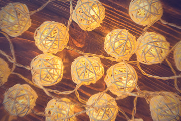 Glowing Christmas garlands round balls