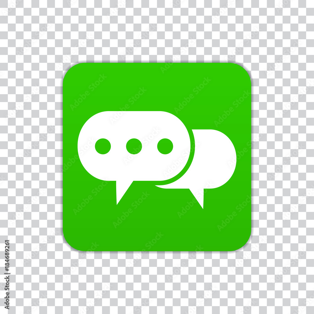 Poster speech bubble icon on a green square on a transparent background
