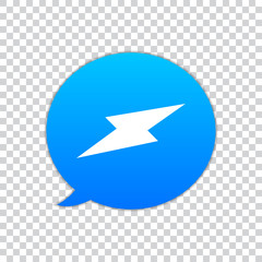 Speech bubble with lightning icon on a transparent background