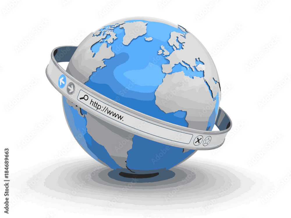 Poster web browser screen around the earth. image with clipping path