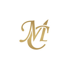 Initial letter MC, overlapping elegant monogram logo, luxury golden color - obrazy, fototapety, plakaty