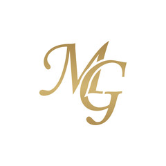 Initial letter MG, overlapping elegant monogram logo, luxury golden color