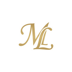 Initial letter ML, overlapping elegant monogram logo, luxury golden color