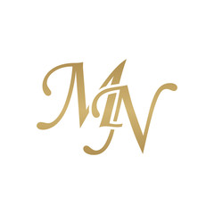 Initial letter MN, overlapping elegant monogram logo, luxury golden color