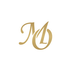 Initial letter MO, overlapping elegant monogram logo, luxury golden color