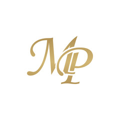 Initial letter MP, overlapping elegant monogram logo, luxury golden color