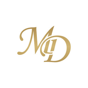 Initial letter MD, overlapping elegant monogram logo, luxury golden color