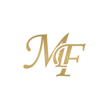 Initial letter MF, overlapping elegant monogram logo, luxury golden color