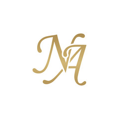 Initial letter NA, overlapping elegant monogram logo, luxury golden color