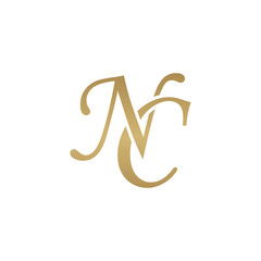 Initial letter NC, overlapping elegant monogram logo, luxury golden color