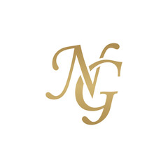 Initial letter NG, overlapping elegant monogram logo, luxury golden color