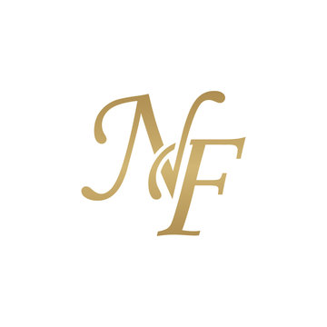 Initial letter NF, overlapping elegant monogram logo, luxury golden color