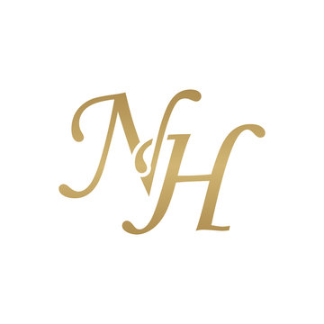 Initial Letter Nh Overlapping Elegant Monogram Logo Luxury Golden Color Stock Vector Adobe Stock