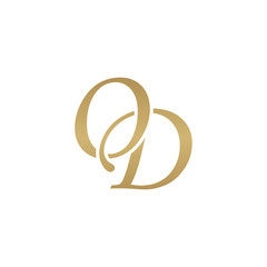 Initial letter OD, overlapping elegant monogram logo, luxury golden color